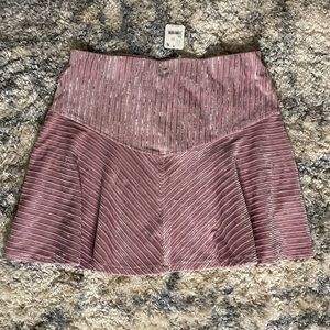 NWT Free People Camden Velvet Ribbed Pink Mini Skirt Size XL